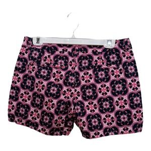Crown & Ivy Pink Mosaic Print Cotton Chino Shorts Size 8 Women's Pockets